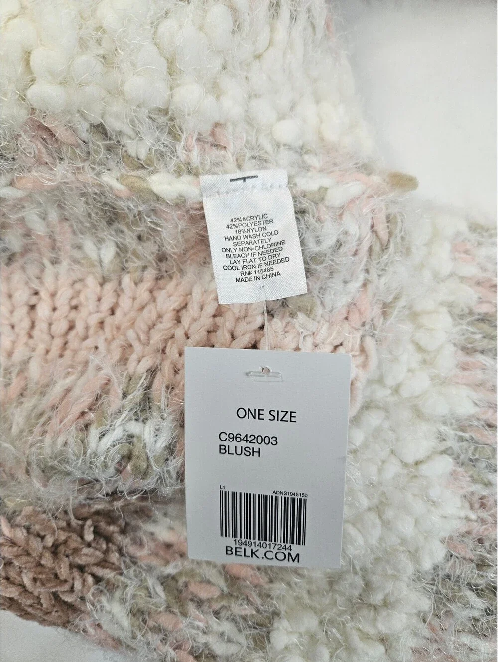 Belk Blush Multi-Color Knit Infinity Scarf One Size Fits Most-WinterWear